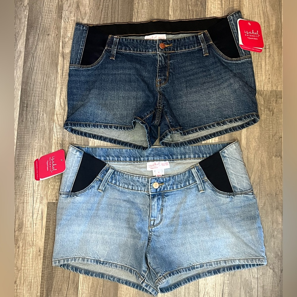 2 Pairs of Isabel Maternity Expandable Side Shorts Size 8 Brand New With Tags